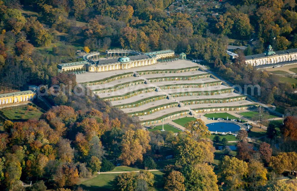 Potsdam from above - Sanssouci Palace in Potsdam in the state of Brandenburg