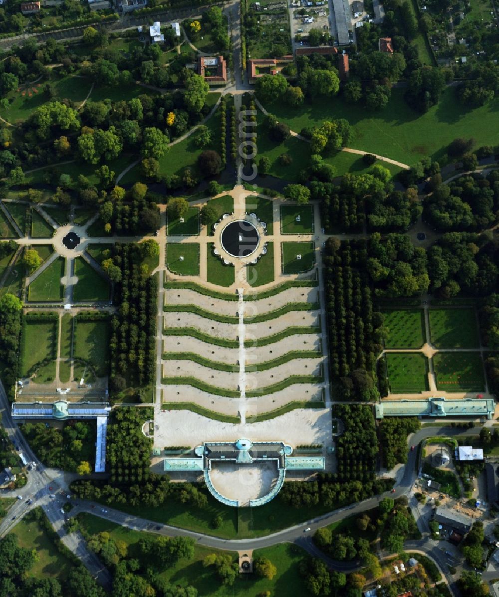 Aerial image Potsdam - Castle Sanssouci in Potsdam in Brandenburg