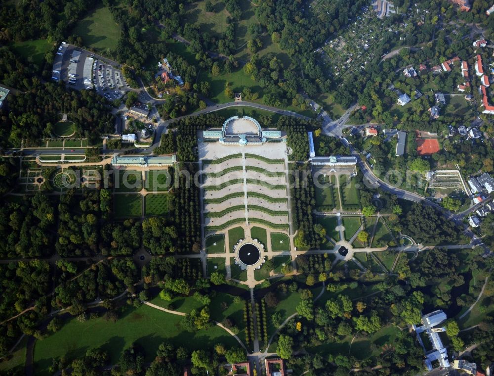 Potsdam from the bird's eye view: Castle Sanssouci in Potsdam in Brandenburg