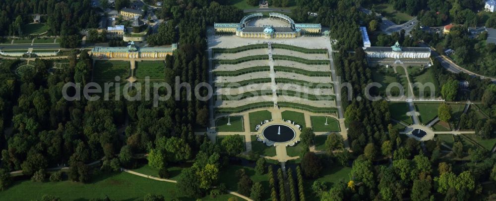 Aerial image Potsdam - Castle Sanssouci in Potsdam in Brandenburg