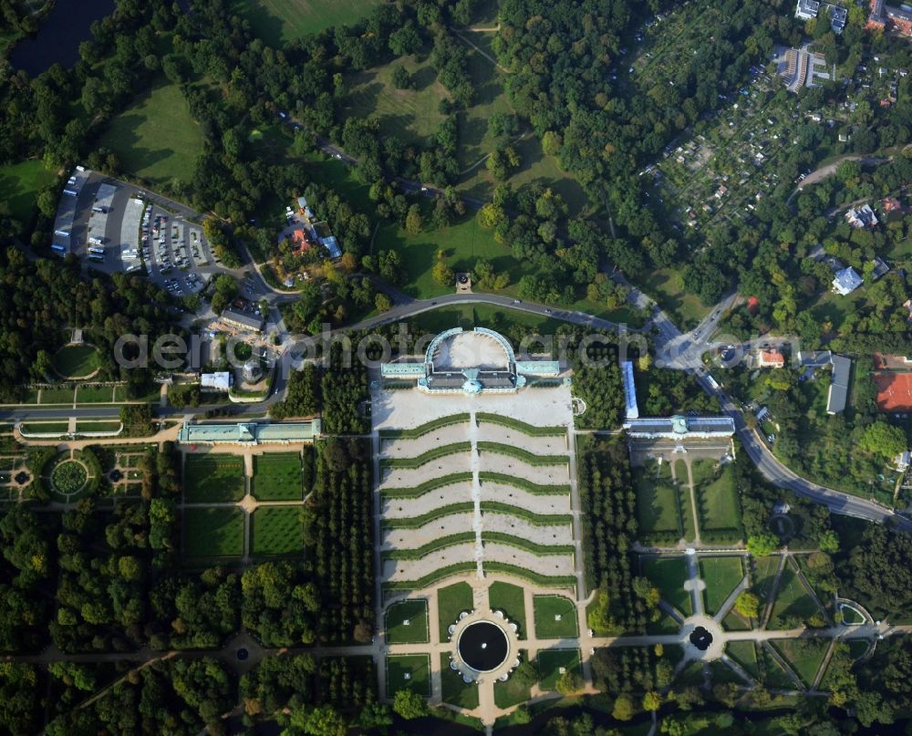 Potsdam from above - Castle Sanssouci in Potsdam in Brandenburg