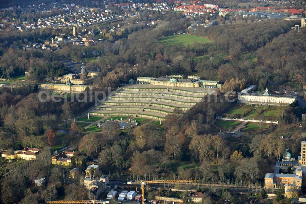 Potsdam from above - Castle Sanssouci in Potsdam in Brandenburg