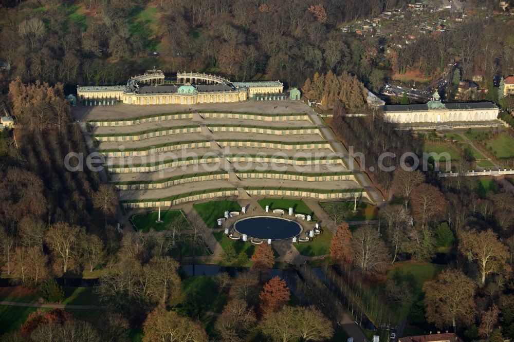 Aerial image Potsdam - Castle Sanssouci in Potsdam in Brandenburg