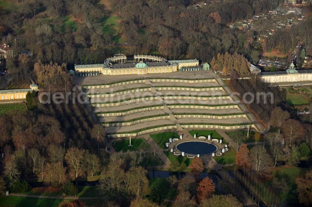 Aerial photograph Potsdam - Castle Sanssouci in Potsdam in Brandenburg