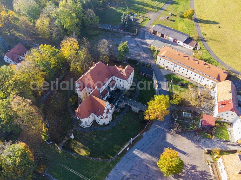 Aerial image Nossen - Schleinitz Castle with farmsteads and the Agricultural Museum in Nossen in the federal state of Saxony, Germany