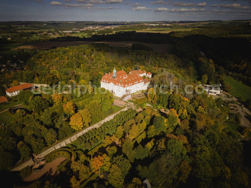 Lichtenwalde from the bird's eye view: Building complex in the park of the castle Schloss and Park Lichtenwalde in Lichtenwalde in the state Saxony, Germany