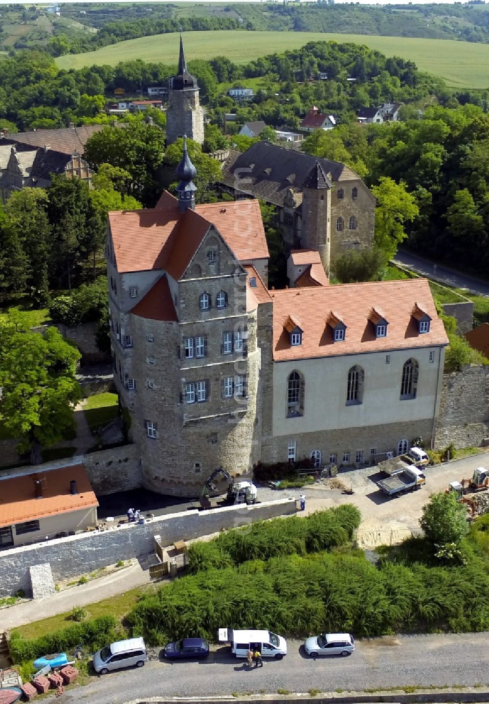 Aerial image Seegebiet Mansfelder Land OT See - View of the castle Seeburg in Seegebiet Mansfelder Land in the state Saxony-Anhalt