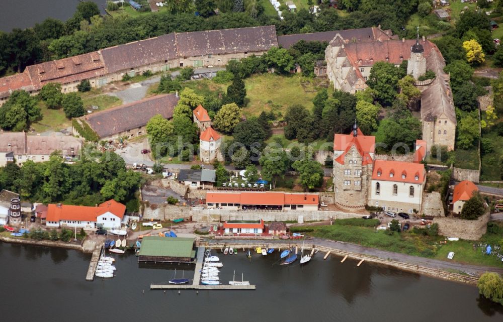 Seeburg from above - Seeburg Castle on Sweet Lake in the state of Saxony-Anhalt