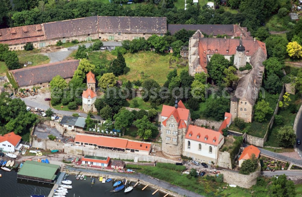 Seeburg from the bird's eye view: Seeburg Castle on Sweet Lake in the state of Saxony-Anhalt