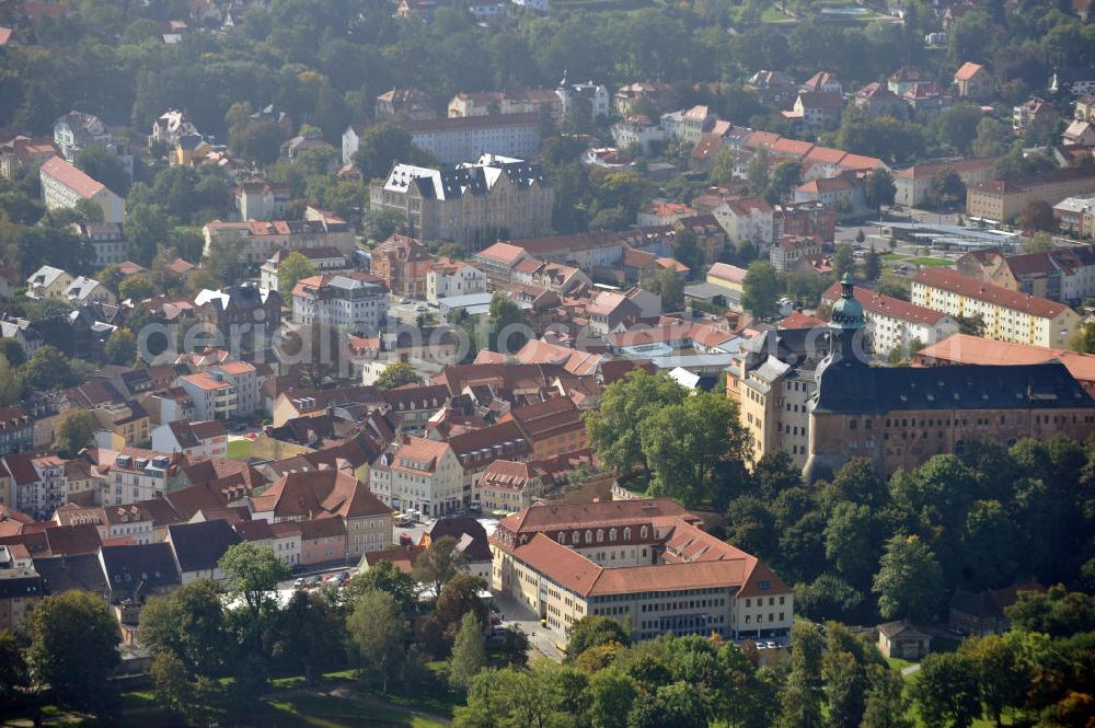 Sondershausen from above - From an architectural and art historical point of view Sondershausen Palace can be considered as one of the most important palace complexes in Thuringia. It is an irregular four-wing complex