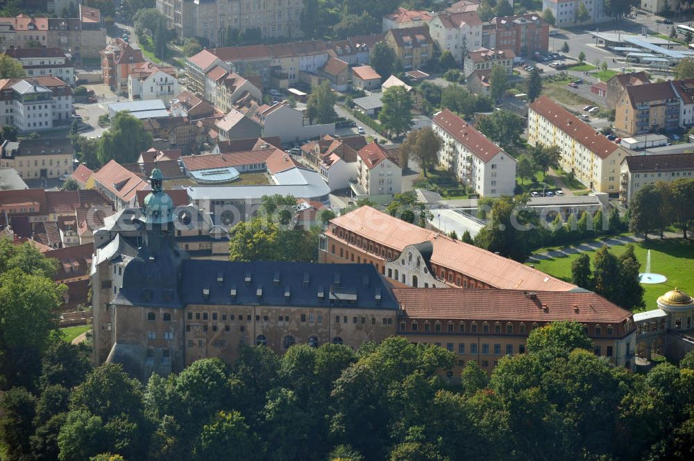 Aerial photograph Sondershausen - From an architectural and art historical point of view Sondershausen Palace can be considered as one of the most important palace complexes in Thuringia. It is an irregular four-wing complex