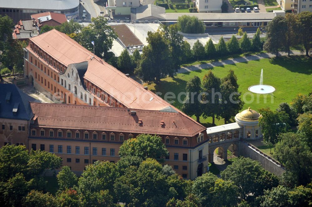 Sondershausen from above - From an architectural and art historical point of view Sondershausen Palace can be considered as one of the most important palace complexes in Thuringia. It is an irregular four-wing complex