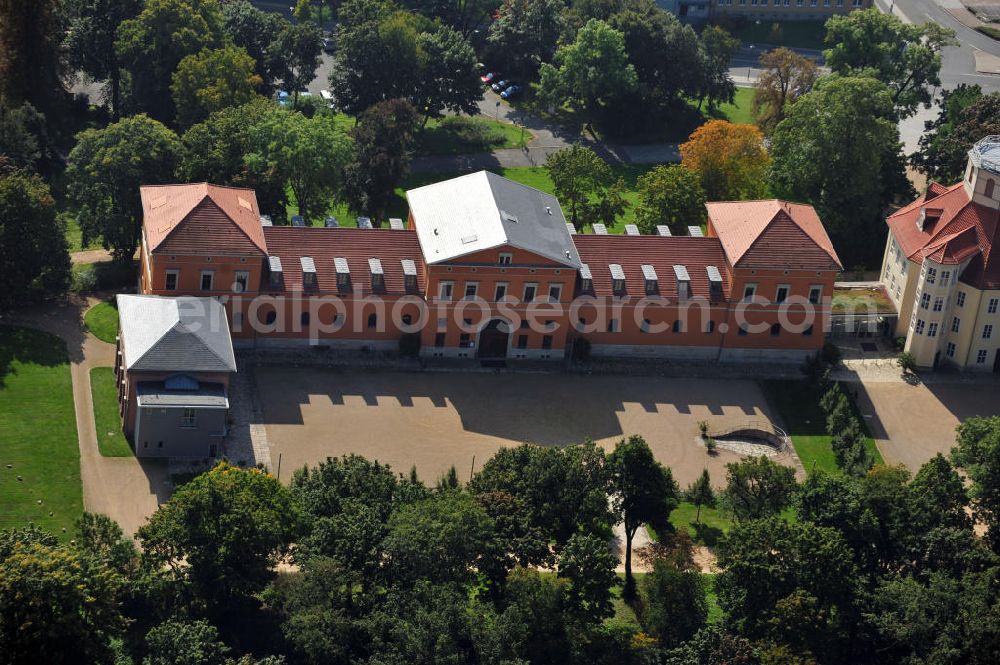 Sondershausen from above - From an architectural and art historical point of view Sondershausen Palace can be considered as one of the most important palace complexes in Thuringia. It is an irregular four-wing complex