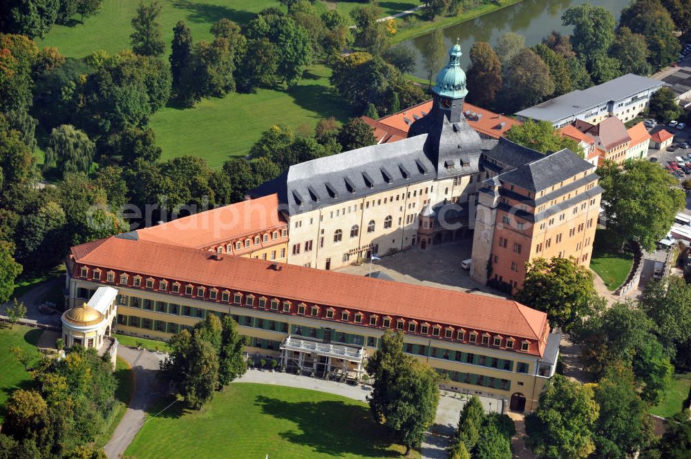 Aerial image Sondershausen - From an architectural and art historical point of view Sondershausen Palace can be considered as one of the most important palace complexes in Thuringia. It is an irregular four-wing complex