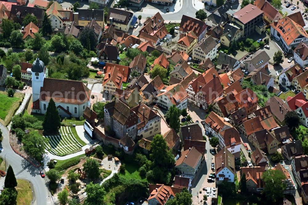 Altensteig from above - Palace on Stadtkirche in Altensteig in the state Baden-Wuerttemberg, Germany