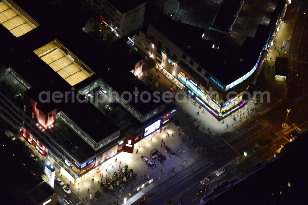 Aerial photograph Berlin Steglitz - Night image with a view over the Schloss- Straßen- Center at the Walther- Schreiber- Platz in the district Steglitz in Berlin