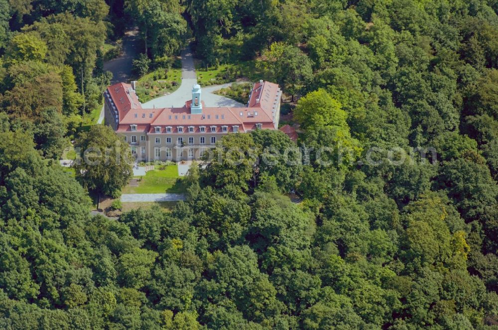 Aerial photograph Dresden - Wachwitz Castle in Dresden in the state Saxony. It is located in a forest area in the Elbhang in the district Wachwitz