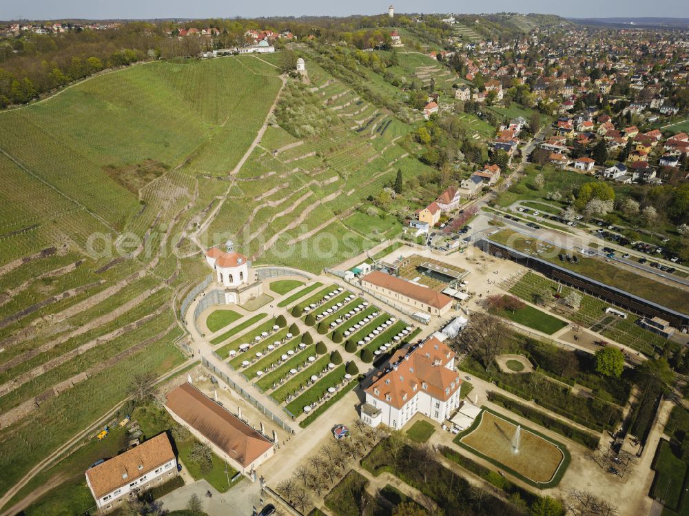 Aerial image Radebeul - Building complex in the park of the castle Wackerbarth on street Wackerbarthstrasse in Radebeul in the state Saxony, Germany