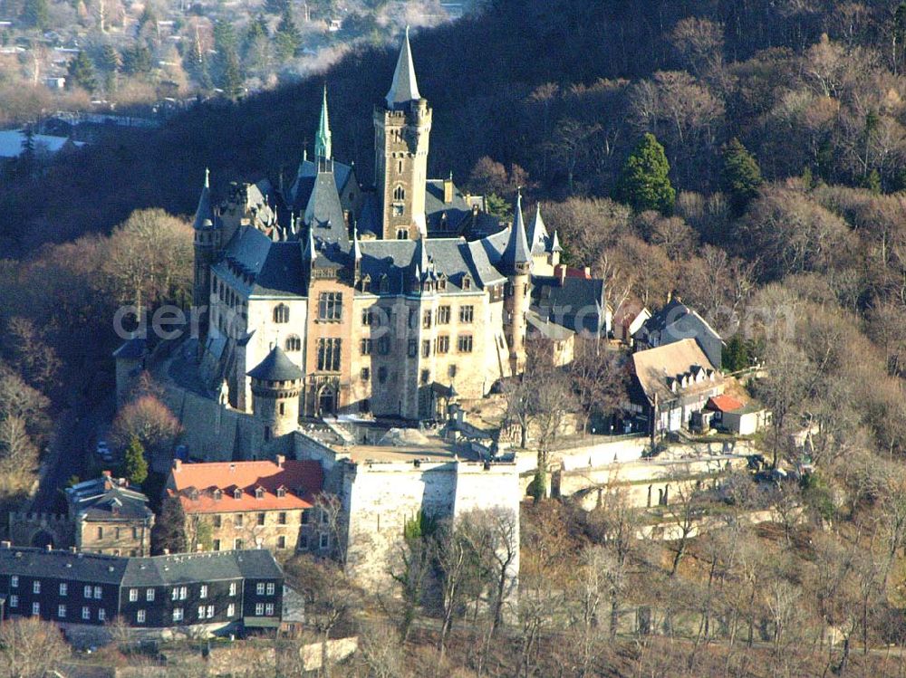 Wernigerode from above - View of the Wernigerode Castle in Saxony-Anhalt