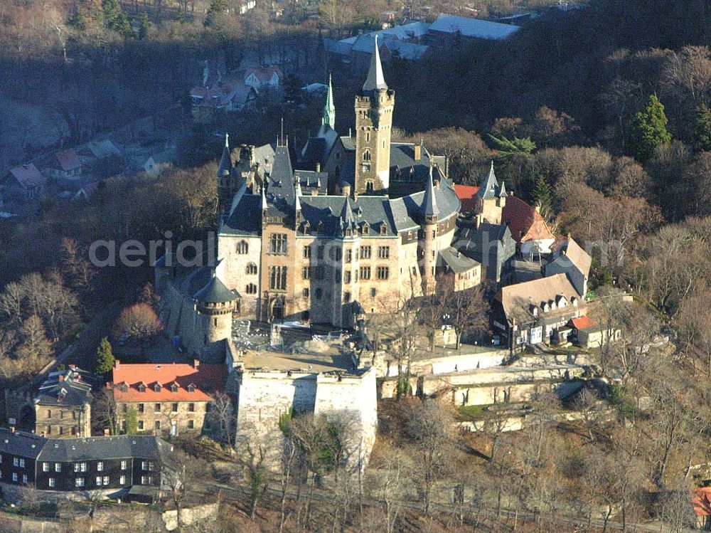 Wernigerode from the bird's eye view: View of the Wernigerode Castle in Saxony-Anhalt