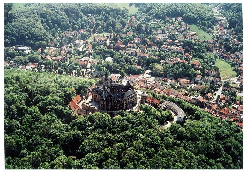 Wernigerode from the bird's eye view: Schloß Wernigerode im Harz.