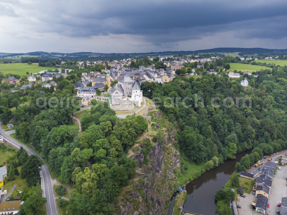 Wolkenstein from the bird's eye view: Wolkenstein Castle in Wolkenstein in the state of Saxony, Germany