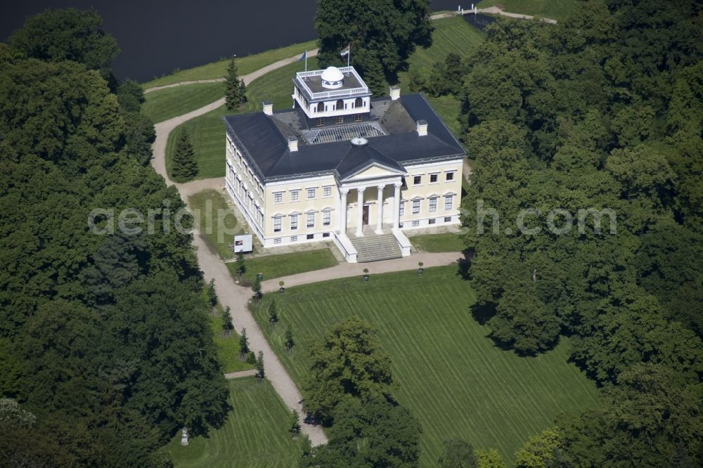 Wörlitz from above - Castl in Wörlitz in Oranienbaum-Wörlitz in Saxony-Anhalt