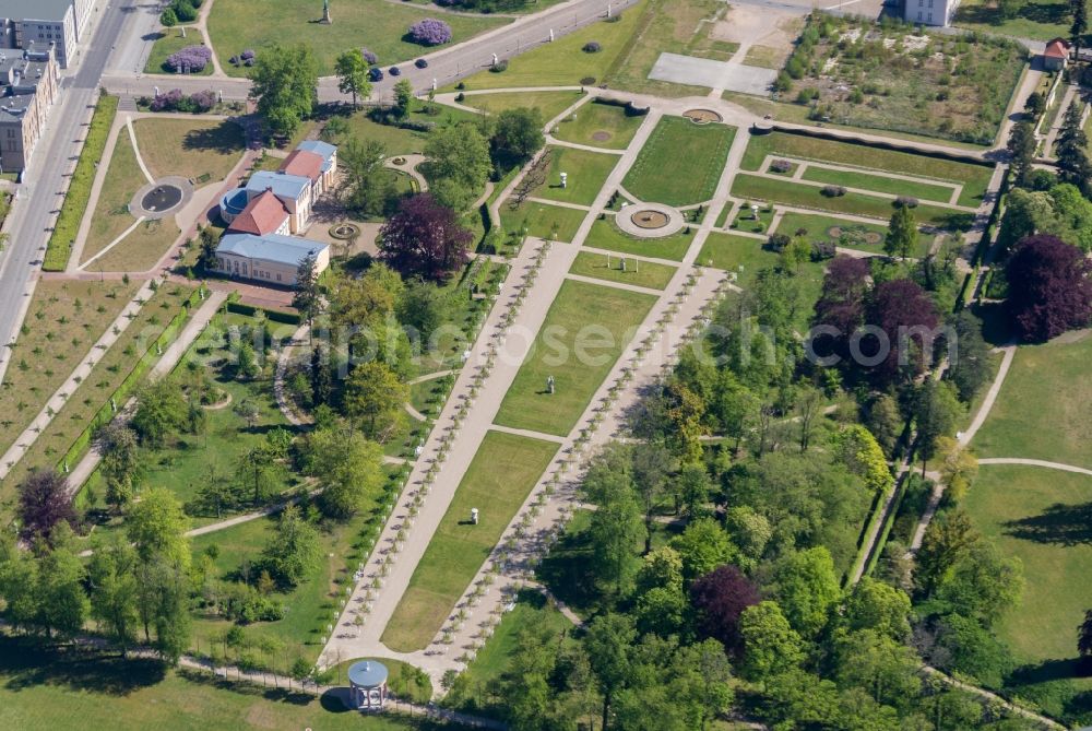 Neustrelitz from the bird's eye view: Park of the castle in Neustrelitz in the state Mecklenburg - Western Pomerania, Germany