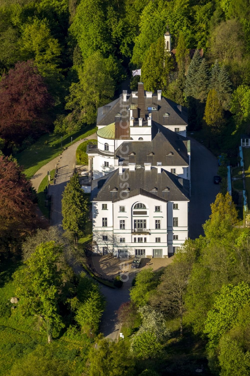 Hohen-Demzin from the bird's eye view: View of the castle hotel Burg Schlitz in Hohen-Demzin in the state Mecklenburg-West Pomerania