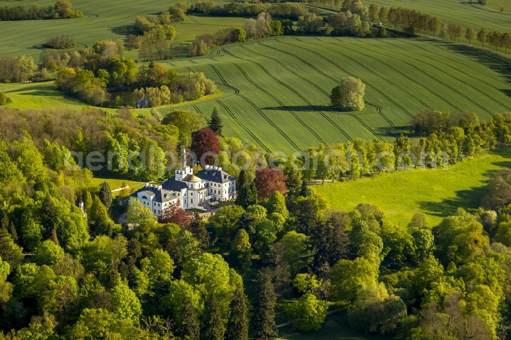 Hohen-Demzin from the bird's eye view: View of the castle hotel Burg Schlitz in Hohen-Demzin in the state Mecklenburg-West Pomerania