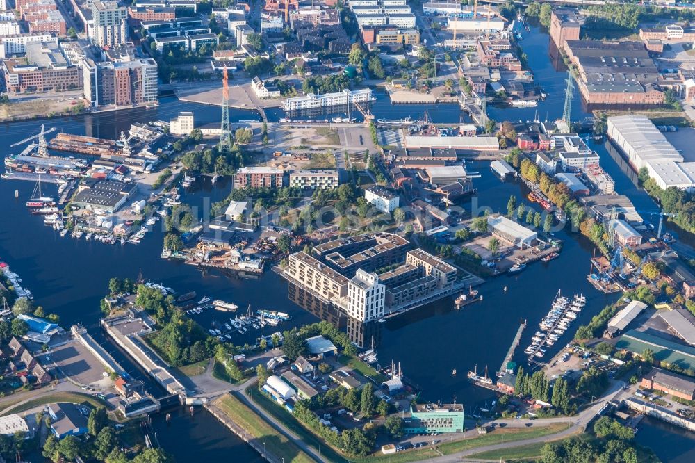 Harburg from above - Castle-Island on the banks of the ports of Harburg in the district Harburg in Hamburg, Germany