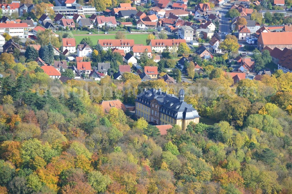 Aerial photograph Liebenburg - View of the castle church Mariä Verkündigung in Liebenburg in the state Lower Saxony