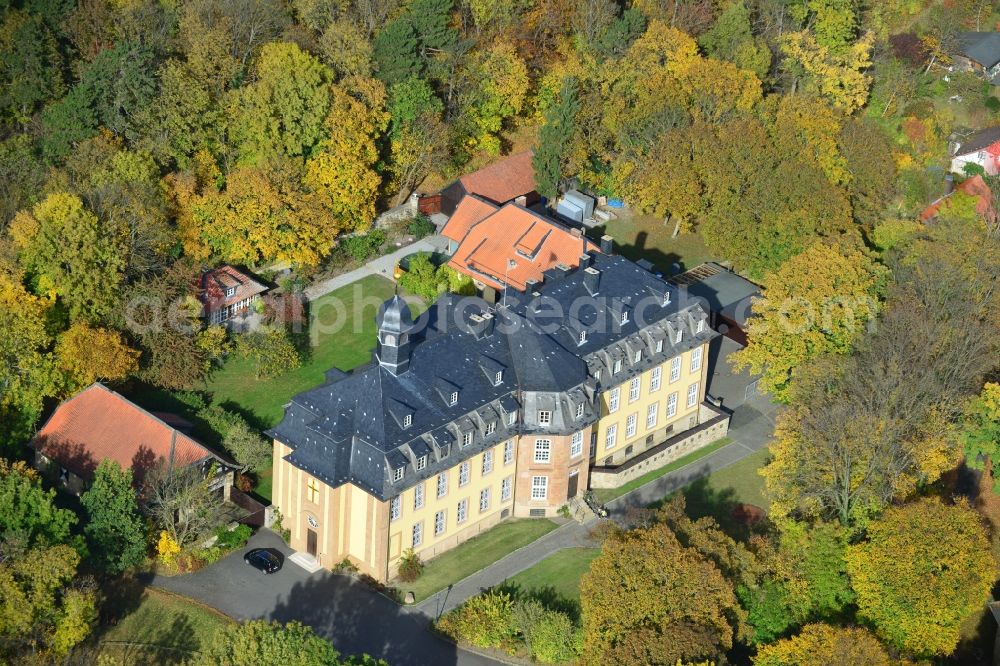 Liebenburg from above - View of the castle church Mariä Verkündigung in Liebenburg in the state Lower Saxony