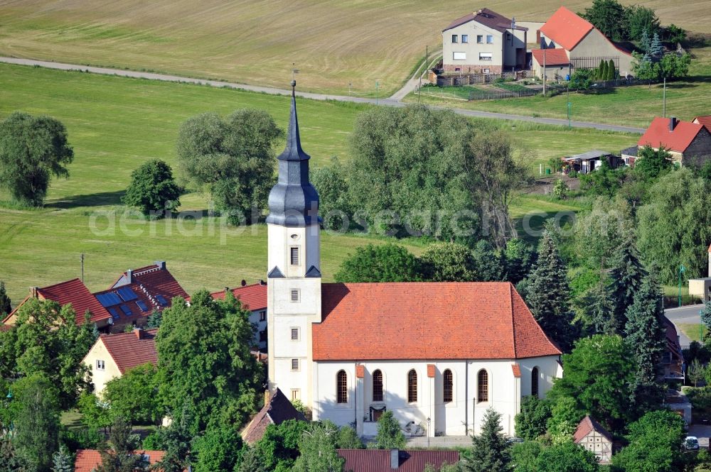 Aerial image Bad Schmiedeberg OT Reinharz - Castle church Reinharz in the state Saxony-Anhalt