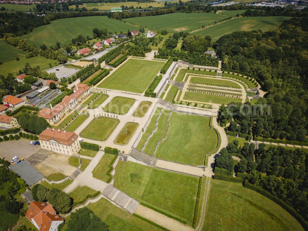 Aerial image Heidenau - Paths and green areas of the park area of the castle park Barockgarten Grosssedlitz on street Parkstrasse in Heidenau in the state Saxony, Germany