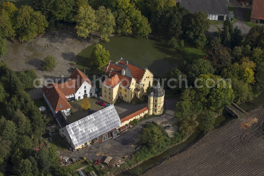 Aerial photograph Hamm - Castle Park with the castle Haus Reck in the district of Pelkum Hamm in North Rhine-Westphalia NRW