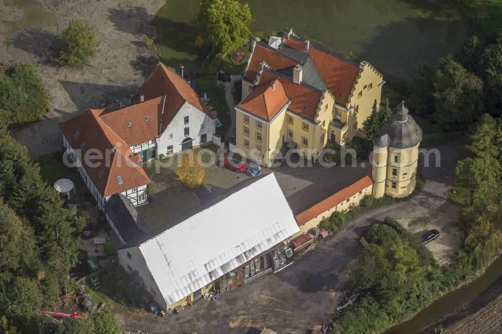 Hamm from above - Castle Park with the castle Haus Reck in the district of Pelkum Hamm in North Rhine-Westphalia NRW