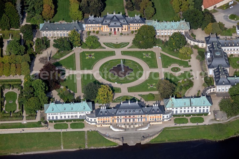 Dresden from above - Christmas Garden in the Pillnitz Castle Park in Dresden in the state of Saxony, Germany