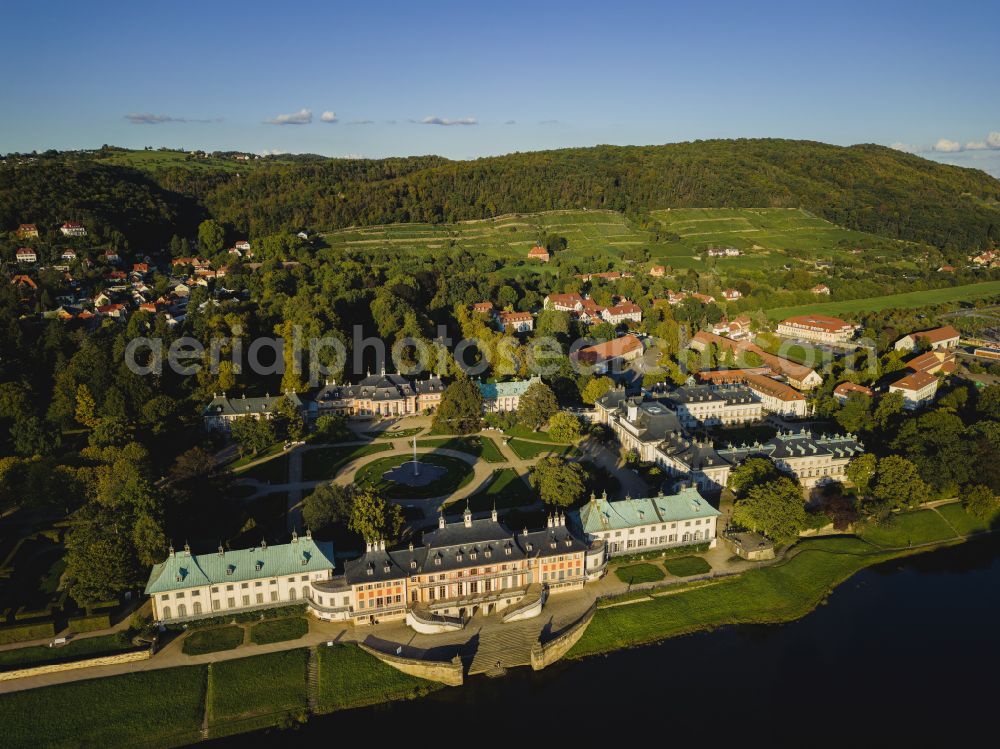 Aerial image Dresden - Christmas Garden in the Pillnitz Castle Park in Dresden in the state of Saxony, Germany