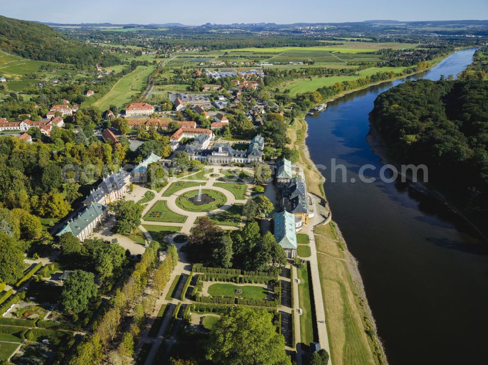 Aerial image Dresden - Christmas Garden in the Pillnitz Castle Park in Dresden in the state of Saxony, Germany