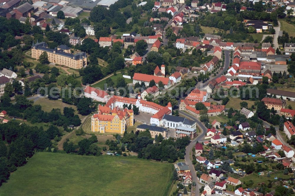 Annaburg from the bird's eye view: Castle Park and buildings of the Renaissance castle - Schloss Annaburg in Brandenburg