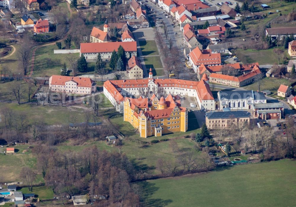 Annaburg from the bird's eye view: Castle Park and buildings of the Renaissance castle - Schloss Annaburg in Brandenburg