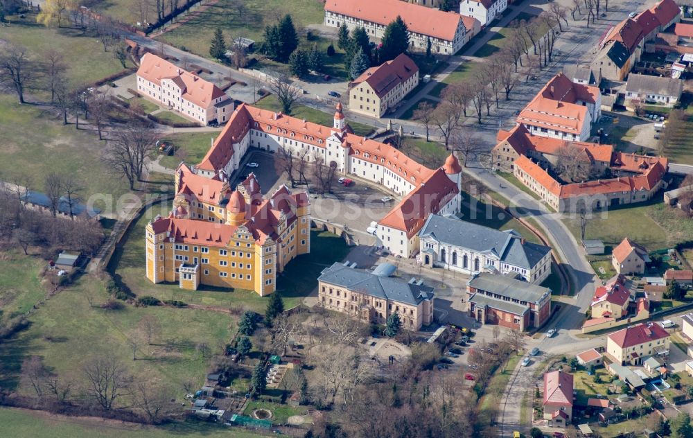 Annaburg from above - Castle Park and buildings of the Renaissance castle - Schloss Annaburg in Brandenburg