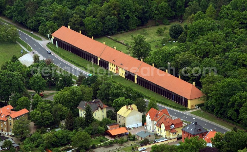 Oranienbaum-Wörlitz from the bird's eye view: Castle park at Oranienbaum Palace with Orangerie in Oranienbaum-Woerlitz in Saxony-Anhalt