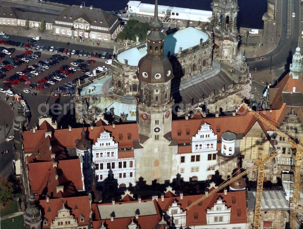 Aerial photograph Dresden - Schloßrekonstruktion in der Dresdner Altstadt