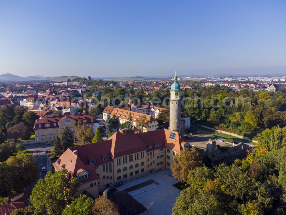 Arnstadt from above - The Renaissance castle Neideck is a former moated castle in Arnstadt, Thuringia, Germany