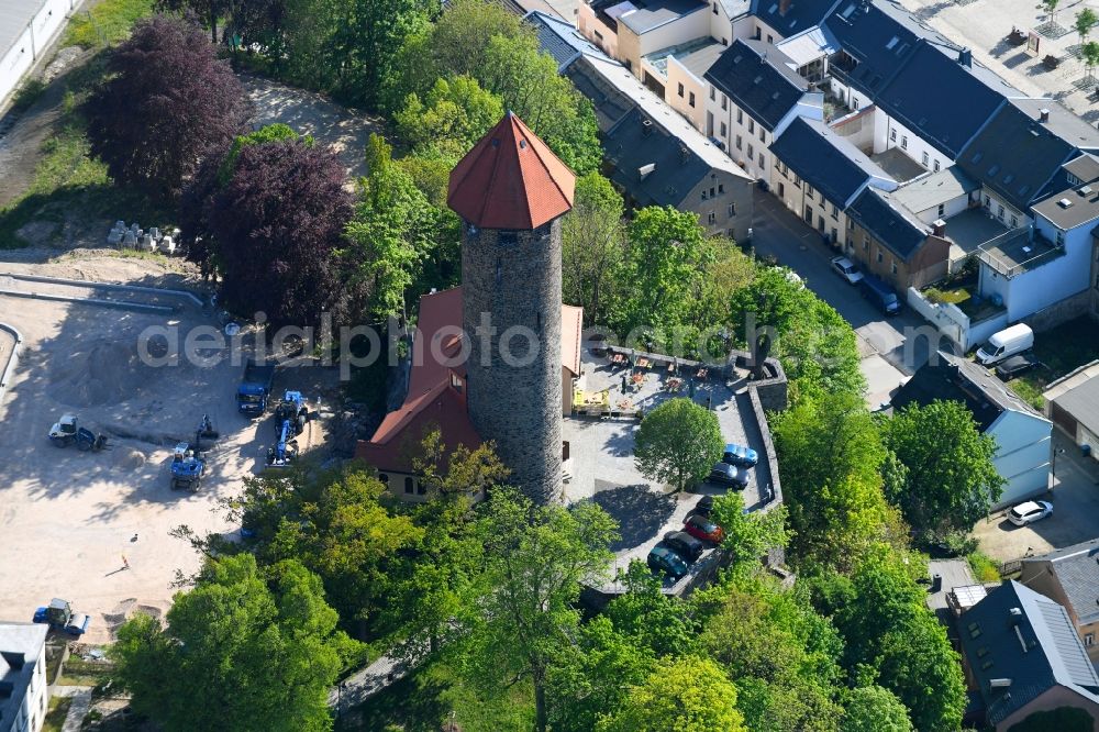 Aerial photograph Auerbach/Vogtland - Castle tower at Castle Auerbach in Auerbach/Vogtland in the state Saxony, Germany