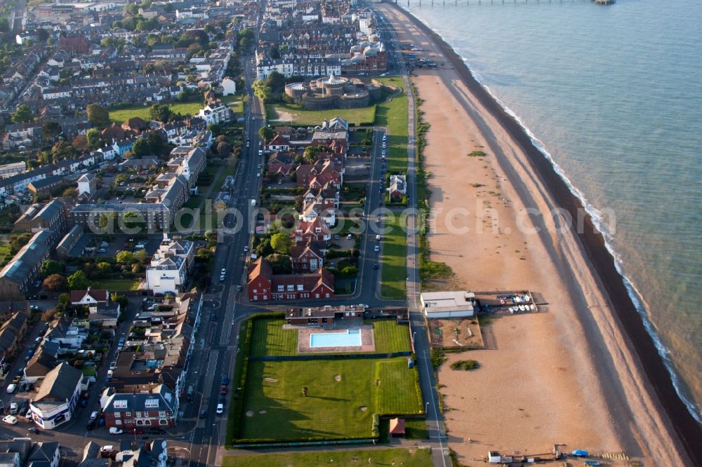 Aerial photograph Deal - Castle tower at Castle Deal Castle at the sea shore of the channel in Deal in England, United Kingdom