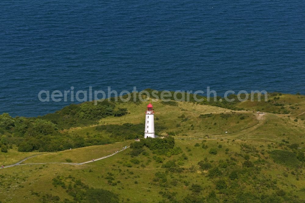 Aerial image Hiddensee - Landscape of Dornbusch lighthouse on the northern tip of the island Hiddensee in Mecklenburg-Western Pomerania