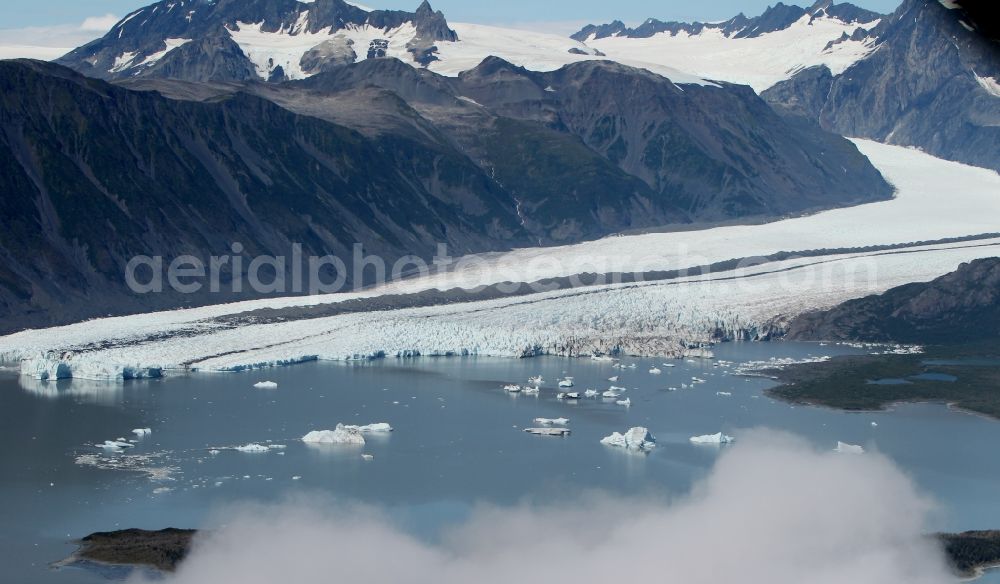 Aerial photograph Kenai Fjords National Park - Glacier tongues of Aialik Glacier in Kenai Fjords National Park on the Kenai Peninsula in Alaska in the United States of America USA